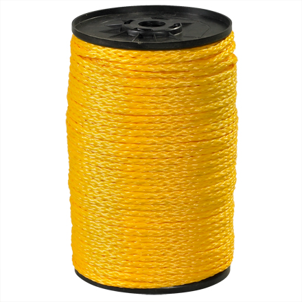 3/16", 450 lb, Yellow Hollow Braided Polypropylene Rope