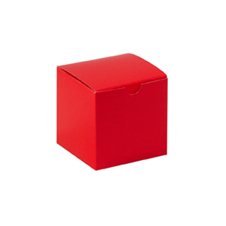 4 x 4 x 4" Holiday Red Gift Boxes